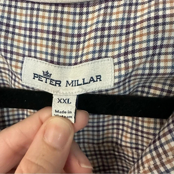 Peter Millar Men’s Long Sleeve Blue Plaid Button Down Shirt w/ Pocket Sz XXL GUC - Picture 3 of 8
